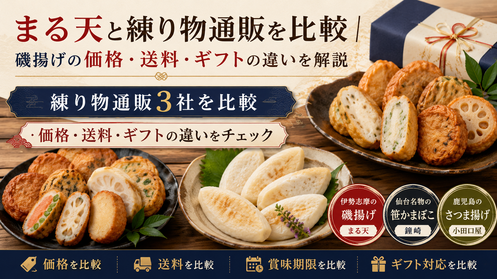 まる天と練り物通販を比較｜磯揚げの価格・送料・ギフトの違いを解説