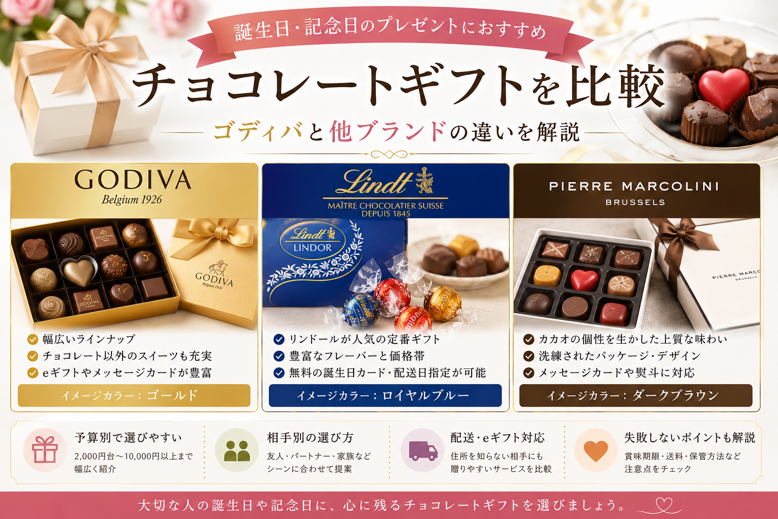誕生日・記念日のチョコレートギフトを比較|ゴディバと他ブランドの違いを解説