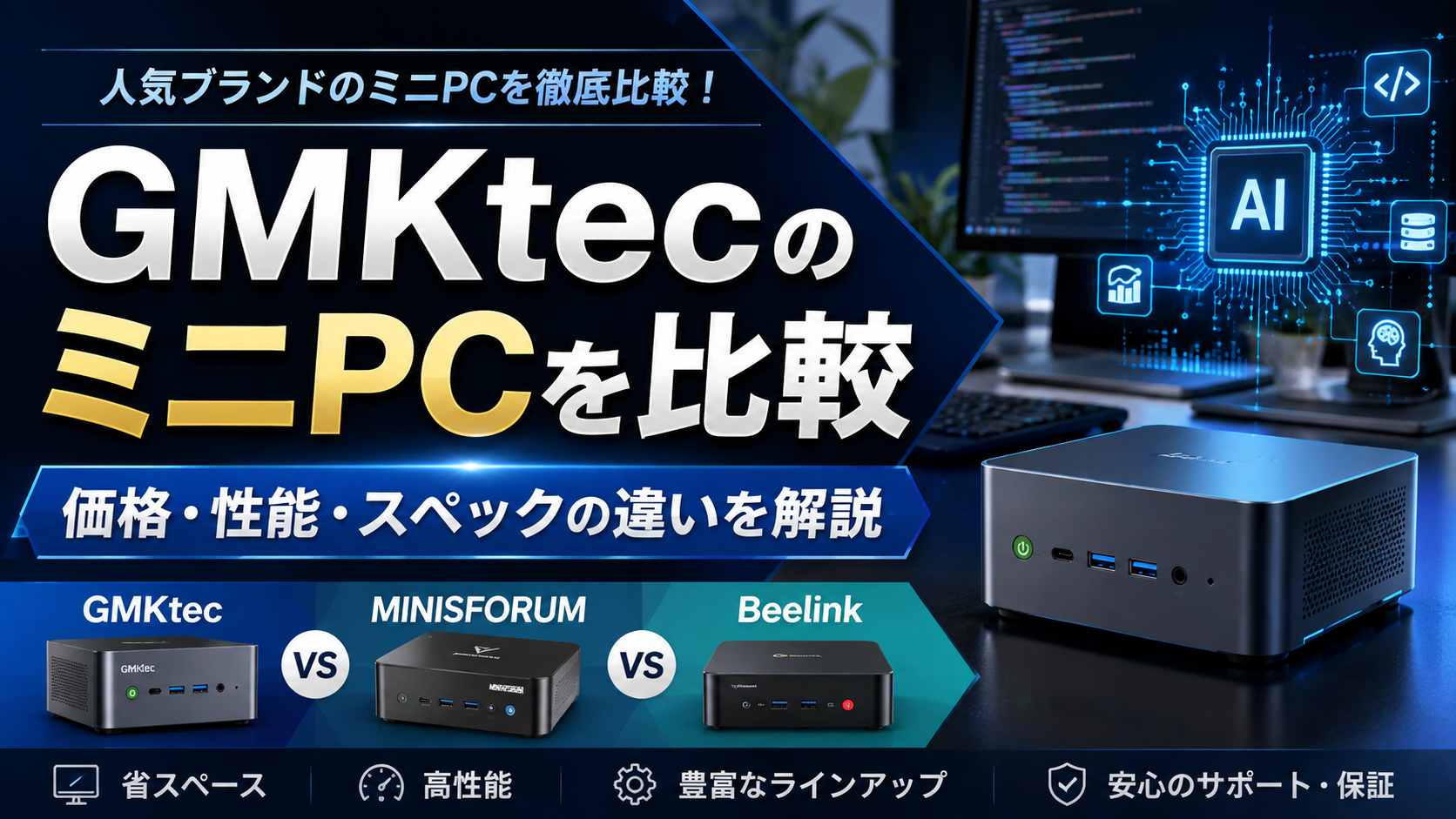 GMKtecのミニPCを他社製品と比較｜価格・性能・スペックの違いを解説